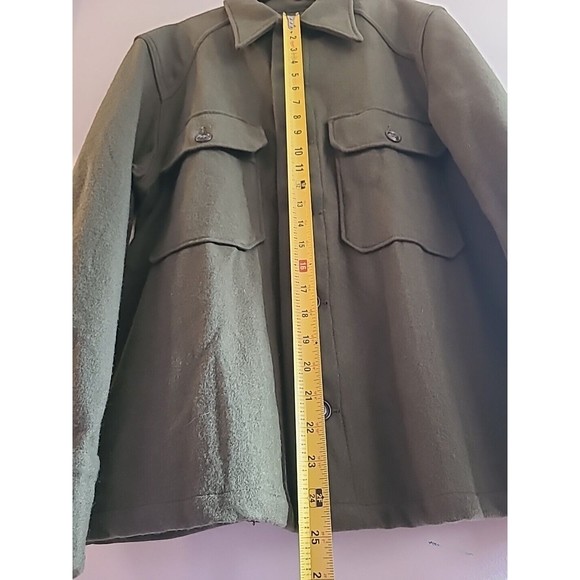 Vintage Olive Green Wool Military Shirt Jacket Size M - Picture 13 of 15